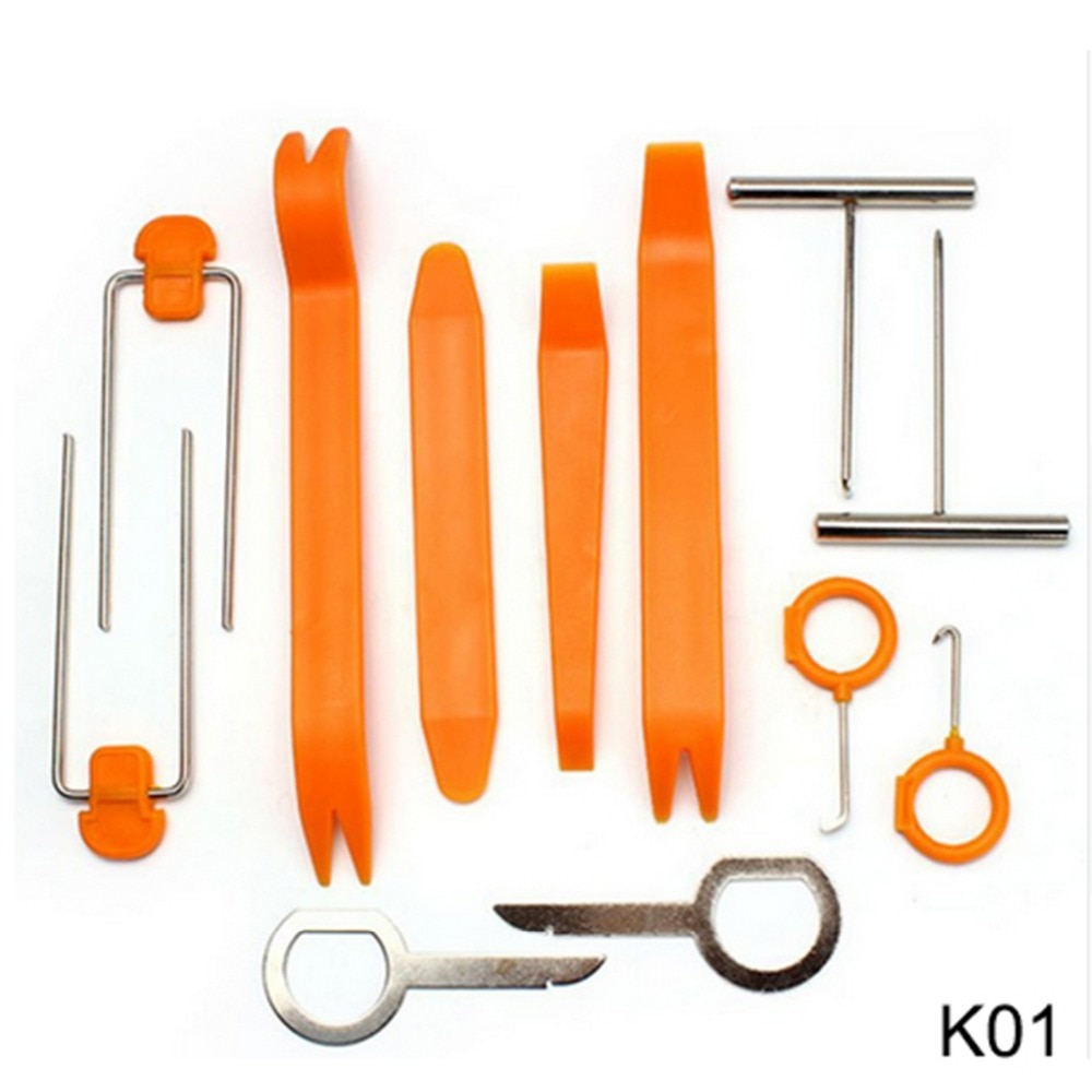 12pcs/set Professional Vehicle Dash Trim Tool Car Door Panel Audio Dismantle Remove Install Pry Kit Refit Set Repairing Tool K01
