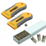 2pcs Retractable Scrapers 100pcs Blades Glue Remover Ceramic Oven Glass Cleaner Window Tinting Hand Squeegee Car Tools K42A