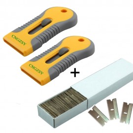 2pcs Retractable Scrapers 100pcs Blades Glue Remover Ceramic Oven Glass Cleaner Window Tinting Hand Squeegee Car Tools K42A
