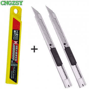 Stainless Steel Utility Knife Paper Office Diy Auto-lock Art Cutter Stationery School Car Wrapping Sticker Film Cutter 2E02+E03