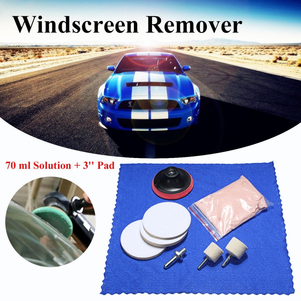 8Pcs Car Windscreen Glass 70g Cerium Oxide Powder+3 Wheel+Disc+Drill Adapter Felt Scrach Remover Polishing Kit Auto Windows