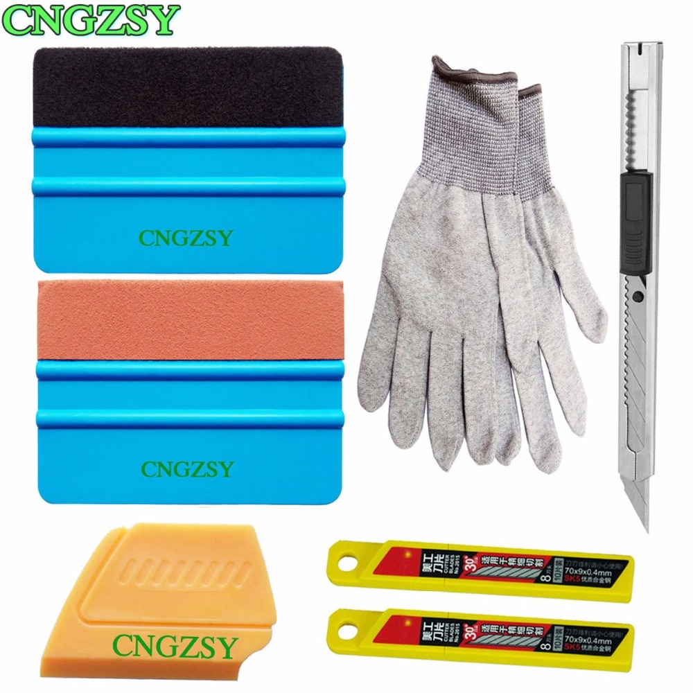 Vinyl Wrap Window Tint Tools Set suede Felt Squeegee Stickers Vinyl Art Knife Blades Gloves Multi Decal Styling Hand Tools K33