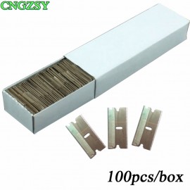 CNGZSY 100pcs Metal Blades Safety Razor Scraper Glue Knife Glass Cleaner Replacement Carbon Steel Blade Car Tinting Tools E13