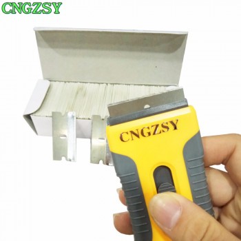 CNGZSY 100pcs Metal Blades Safety Razor Scraper Glue Knife Glass Cleaner Replacement Carbon Steel Blade Car Tinting Tools E13