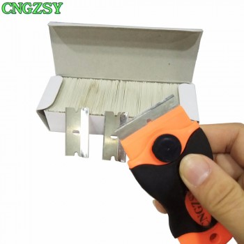 CNGZSY 100pcs Metal Blades Safety Razor Scraper Glue Knife Glass Cleaner Replacement Carbon Steel Blade Car Tinting Tools E13