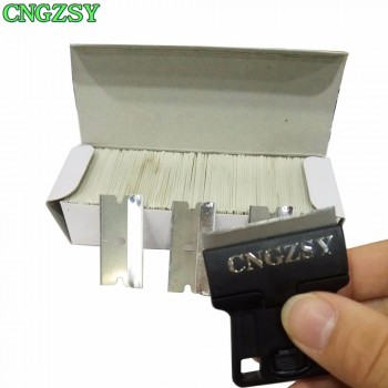 CNGZSY 100pcs Metal Blades Safety Razor Scraper Glue Knife Glass Cleaner Replacement Carbon Steel Blade Car Tinting Tools E13