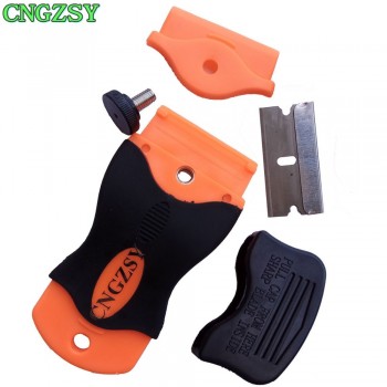 CNGZSY 2pcs Razor Scrapers Sticker Squeegee with Stainless Steel Blade Auto Old Film Glue Clean Knife Car Wrap Styling Tool 2E12