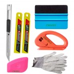 CNGZSY 7 in 1 Vinyl Film Tools Stickers Wrap Scraper Safety Utility Foil Cut Knife Static-free Nylon Gloves Car Styling Tool K51