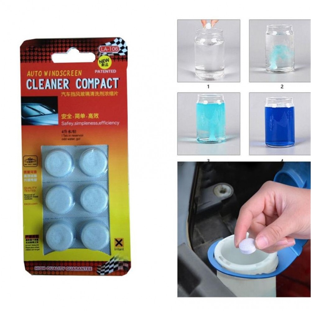 Car Window Clean Concentrated Effervescent Tablets 6pcs Auto Car Windshield Glass Wash Cleaning Concentrated Effervescent Tablet