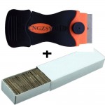 1pc Razor Triumph Scraper amp; 100pcs Spare Double Edged Razor Blades For Car Wrapping Window Tint Glue Sticker remove squeegee K03
