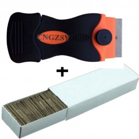 1pc Razor Triumph Scraper amp; 100pcs Spare Double Edged Razor Blades For Car Wrapping Window Tint Glue Sticker remove squeegee K03