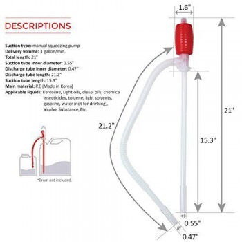 LumiParty Hand Manual Gas Oil Water Liquid Transfer Pump Siphon Hose for Car Motorcyle Truck Car Liquid Pump Transfer Pump r30
