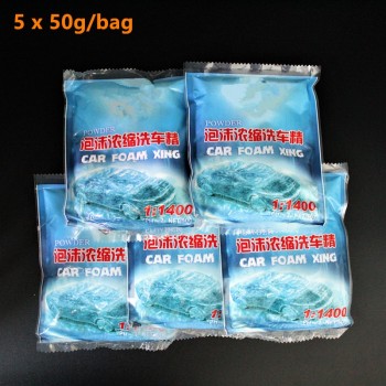 5 bags Car Wash Shampoo Powder Total 250g Super Foam Concentrate Detergent Auto Paint Cleaning Washing Fine PH7