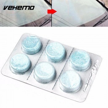 Vehemo 6 Pcs/Pack Auto Windscreen Cleaner Car Cleaning Solid Wiper Fine Agent Pills Effervescent Tablets Glass Water Seminoma