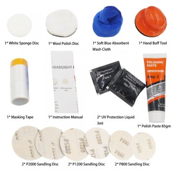 Visbella Professional Headlight Restoration System Kit DIY Headlamp Car Care Repair kit  Light Clean Polish by manual with cloth