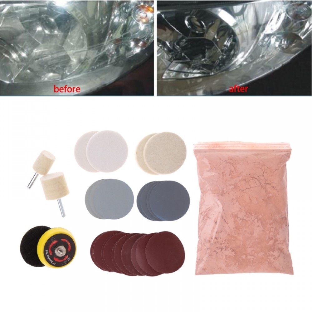 New 34 Pcs/Set Deep Scratch Remover Auto Car Glass Polishing Kit 8 OZ Cerium Oxide and 2 Wheel High Quality