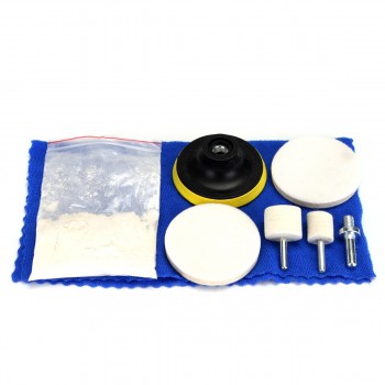 70g Cerium Oxide Powder+Felt Wheel+Felt Wheel+Disc+Drill Adapter+2pcs Pad+Cloth 8pcs Glass Scrach Remover Poli shing Set