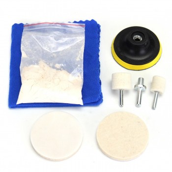 70g Cerium Oxide Powder+Felt Wheel+Felt Wheel+Disc+Drill Adapter+2pcs Pad+Cloth 8pcs Glass Scrach Remover Poli shing Set