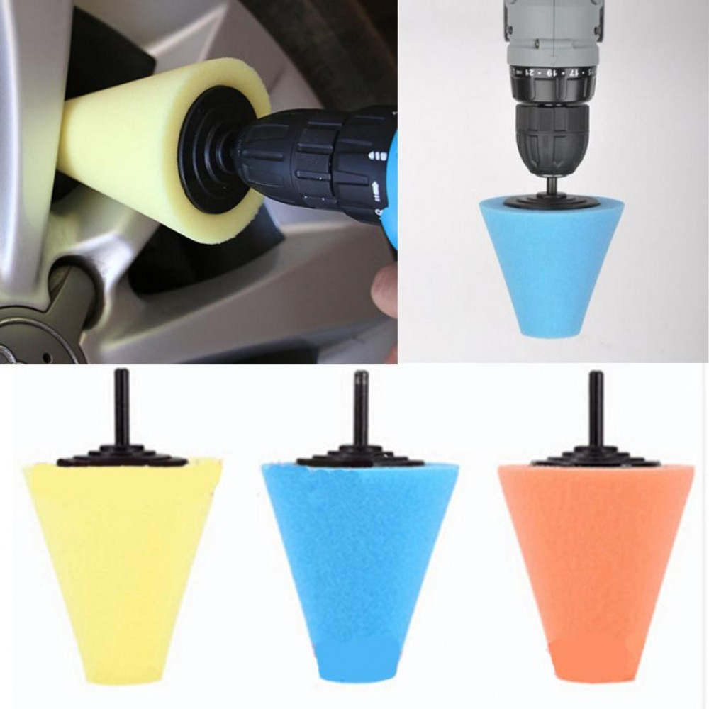 Wheel Hub Polish Buffing Shank Polishing Sponge Cone Metal Foam Pad Car 6MM