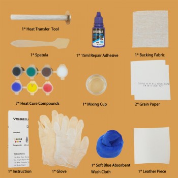 Visbella Professional DIY Leather Vinyl Repair Kit Coats Holes Scratch Cracks Auto Car Care Repair kit Restore Tools with cloth