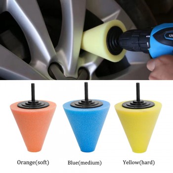 1Pcs Automotive Car Burnishing Foam Sponge Polishing Cone Shaped Buffing Pads For Car Wheel Hub Cleaning Tools