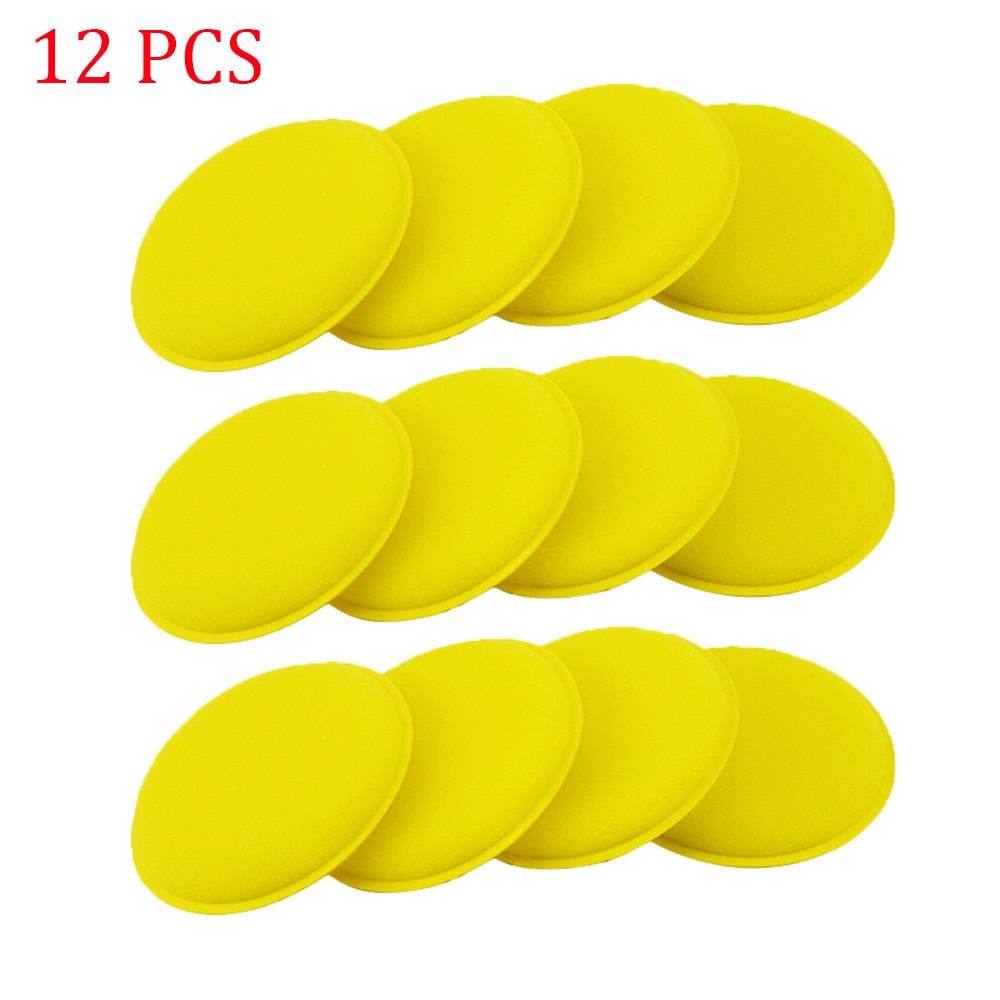 12pcs Car Vehicle Wax Polish Foam Sponge Hand Soft Wax Yellow Sponge Pad Buffer Detailing Care Wash Clean Towel