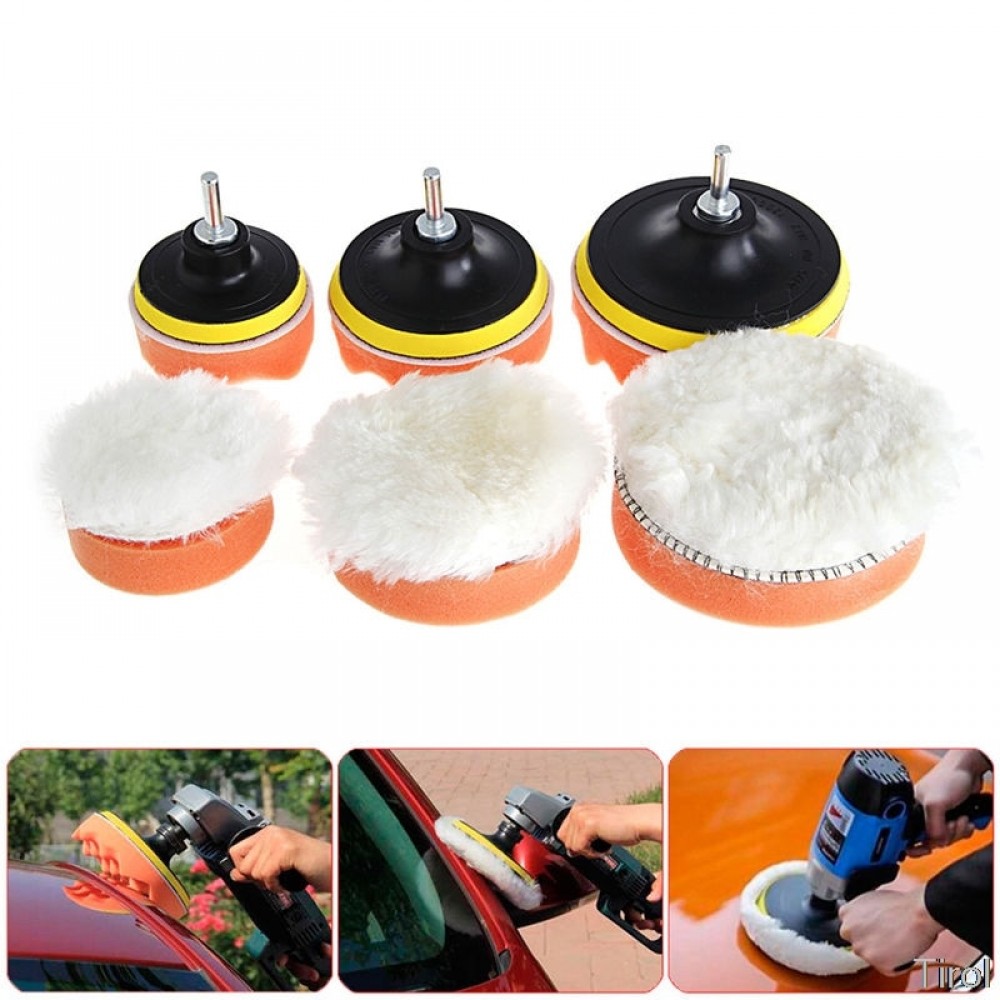 5Pcs 3/4/5 inch M10 Sponge Waxing Buffing Polishing Pad Kit with Drill Adapter Automobiles Tools Maintenance Care Paint Care