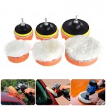 5Pcs 3/4/5 inch M10 Sponge Waxing Buffing Polishing Pad Kit with Drill Adapter Automobiles Tools Maintenance Care Paint Care