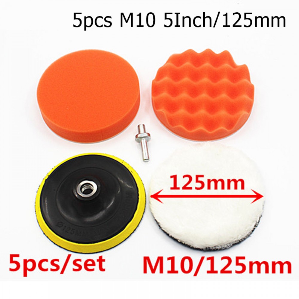 5x 5 Buffing Waxing Polishing Sponge Pads Kit Set For Car Polisher Use 125mm