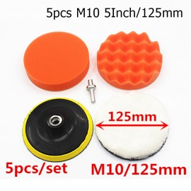 5x 5 Buffing Waxing Polishing Sponge Pads Kit Set For Car Polisher Use 125mm