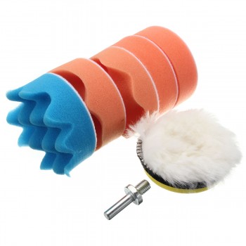 7 Pcs/set 3 Inch Buffing Pad Auto Car Polishing Wheel Kit Buffer + Drill Adapter M14 Polisher Pad