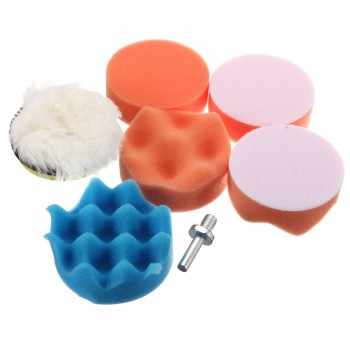 7 Pcs/set 3 Inch Buffing Pad Auto Car Polishing Wheel Kit Buffer + Drill Adapter M14 Polisher Pad