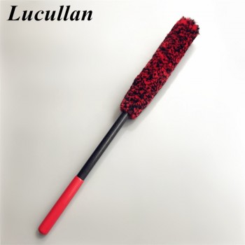 Lucullan Single Pack Improved Version Strengthening Handle Premium Wool Wheel Brush 38/48CM Car Rim Brushes Soft Fibers Woolies