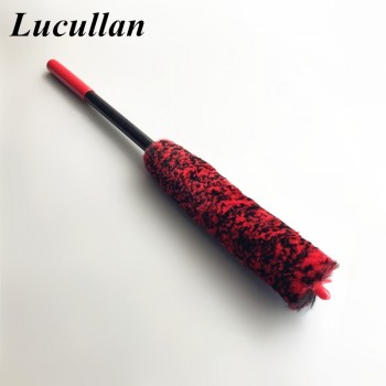Lucullan Single Pack Improved Version Strengthening Handle Premium Wool Wheel Brush 38/48CM Car Rim Brushes Soft Fibers Woolies