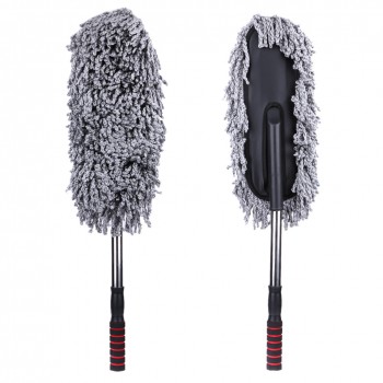 Microfiber Car Cleaning Brush Auto Window Duster Retractable Stainless Steel Long Handle Dust Wax Washable Drag Wax Shan Washer