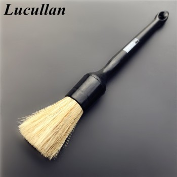 Lucullan Heavy Duty Snake Handle Natural Boar Car Detailing Brush For Dashboard Wheels Grille Emblem Car-styling Cleaning