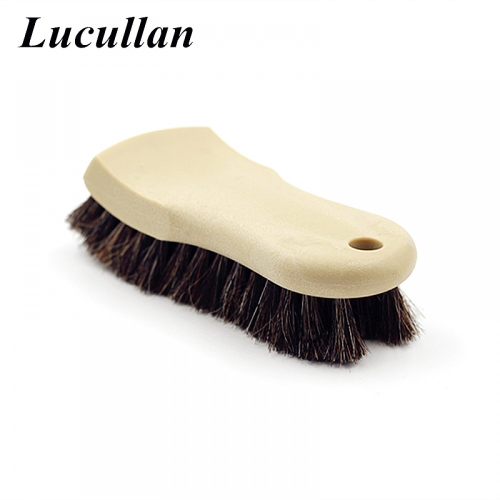 Lucullan Ergonomics Design Leather Seat Wash Tools Long Bristle Horse Hair Leather Goods and Surfaces Cleaning Brush