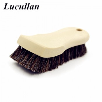 Lucullan Ergonomics Design Leather Seat Wash Tools Long Bristle Horse Hair Leather Goods and Surfaces Cleaning Brush