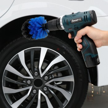 FORAUTO Car Brush 3pcs/set Drill Scrubber Brush Kit Cleaning Tool Hard Bristle Car Auto Care Tool Auto Detailing Cleaning Brush