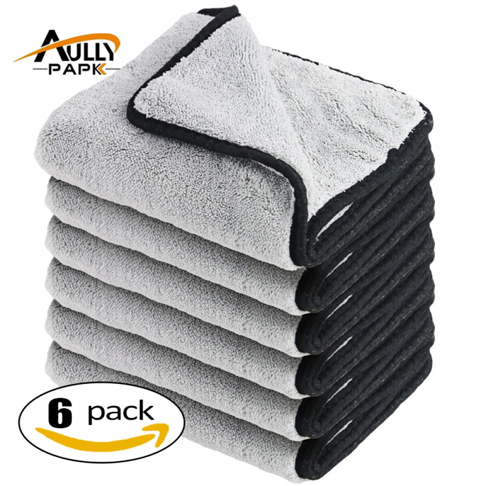40cmx40cm Super Thick Plush Microfiber 800GSM Car Cleaning Cloths Car Care Microfibre Wax Polishing Detailing Towels Gray/black