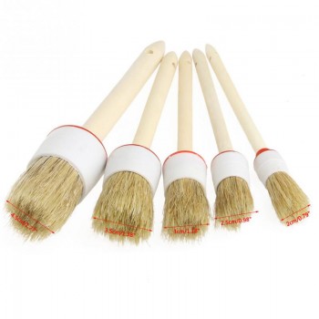 5Pcs/set Soft Car SUV Detailing Wheel Wood Handle Brushes for Cleaning Dash Trim Seats
