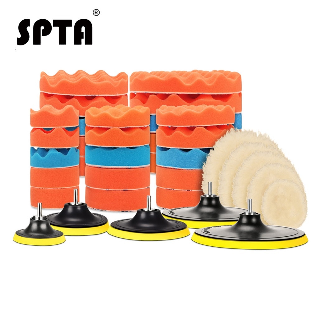 SPTA  3/ 4/5/6/7 Buffing Pad Auto Car Polishing Pad Kit Buffer + Drill Adapter M14 For Car Polisher ,Electric Drill Pack
