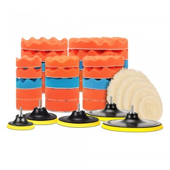 SPTA  3/ 4/5/6/7 Buffing Pad Auto Car Polishing Pad Kit Buffer + Drill Adapter M14 For Car Polisher ,Electric Drill Pack