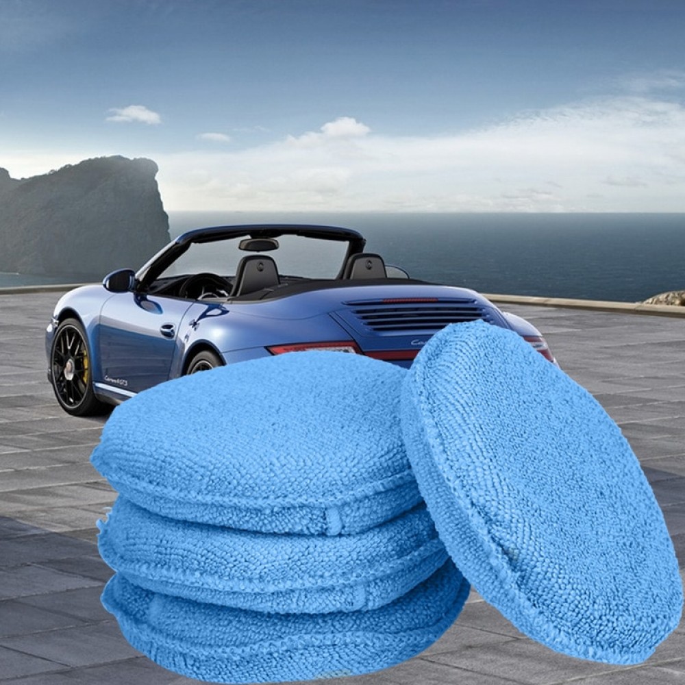 5pcs/Pack 5inch Car Wax Applicator Polishing Pads  Soft Microfiber Foam Sponges With Pocket Car Cleaning Detailing Products