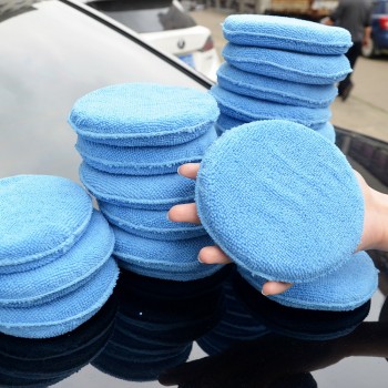 (10pieces/lot) Car washer Blue Microfiber Wax Applicator Polishing Sponges pads 5 Diameter Sponges Car amp;Motorcycles Accessories