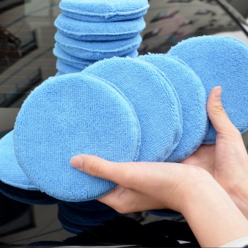 (10pieces/lot) Car washer Blue Microfiber Wax Applicator Polishing Sponges pads 5 Diameter Sponges Car amp;Motorcycles Accessories