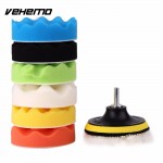 VEHEMO Car Auto Motor 4 Inch Set Sponge Polishing Waxing Buffing Pads Kit Set Self-Adhesive Wool Plate Suction Cup Drill