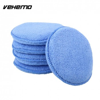 Vehemo Auto Care 5 pcs Soft Microfiber Car Wax Applicator Pads Polishing Sponges With Pocket For Apply And Remove Wax Trim