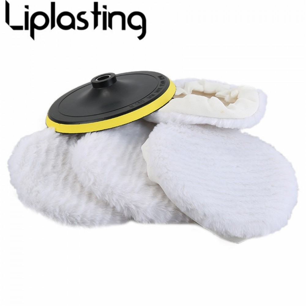 Liplasting 5Pcs 7 Inch Polishing Pads Polishing Bonnets Lambs Wool Car Washing