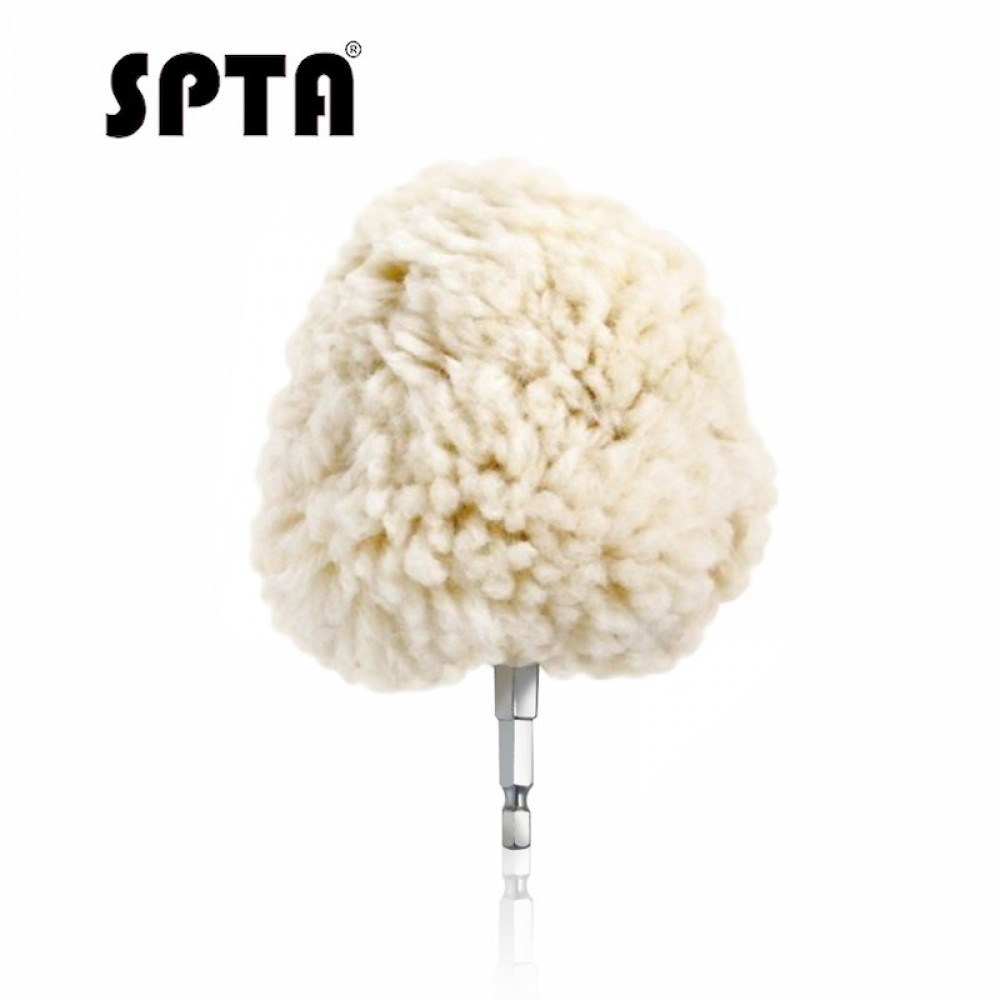 SPTA 4(100mm) Genuine Wool Buffing Ball Polishing Pad Ball - Hex Shank - Turn Power Drill Or Impact Driver High-Speed Polisher